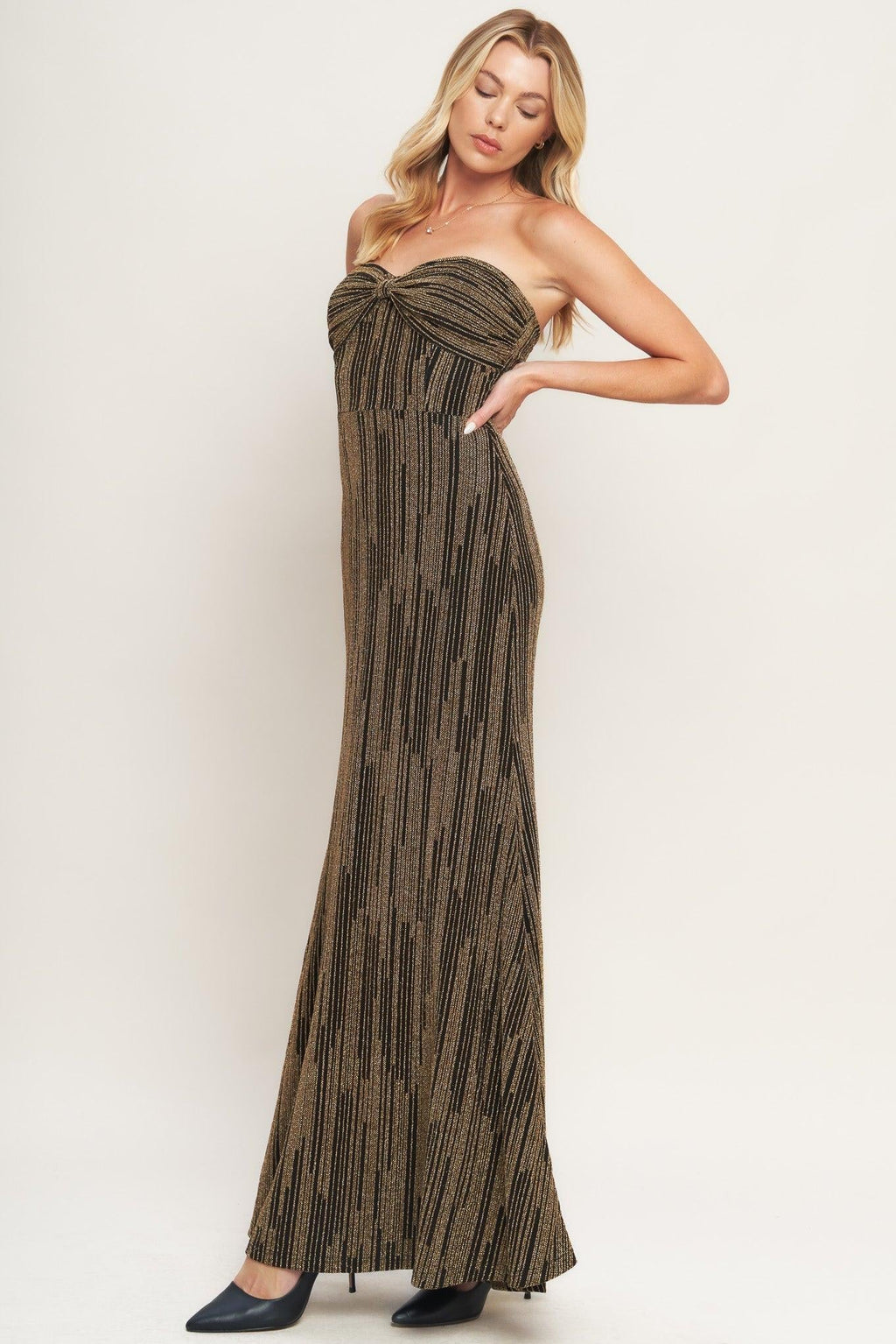 SACRED PROMISES METALLIC WOVEN MAXI DRESS Flying Tomato
