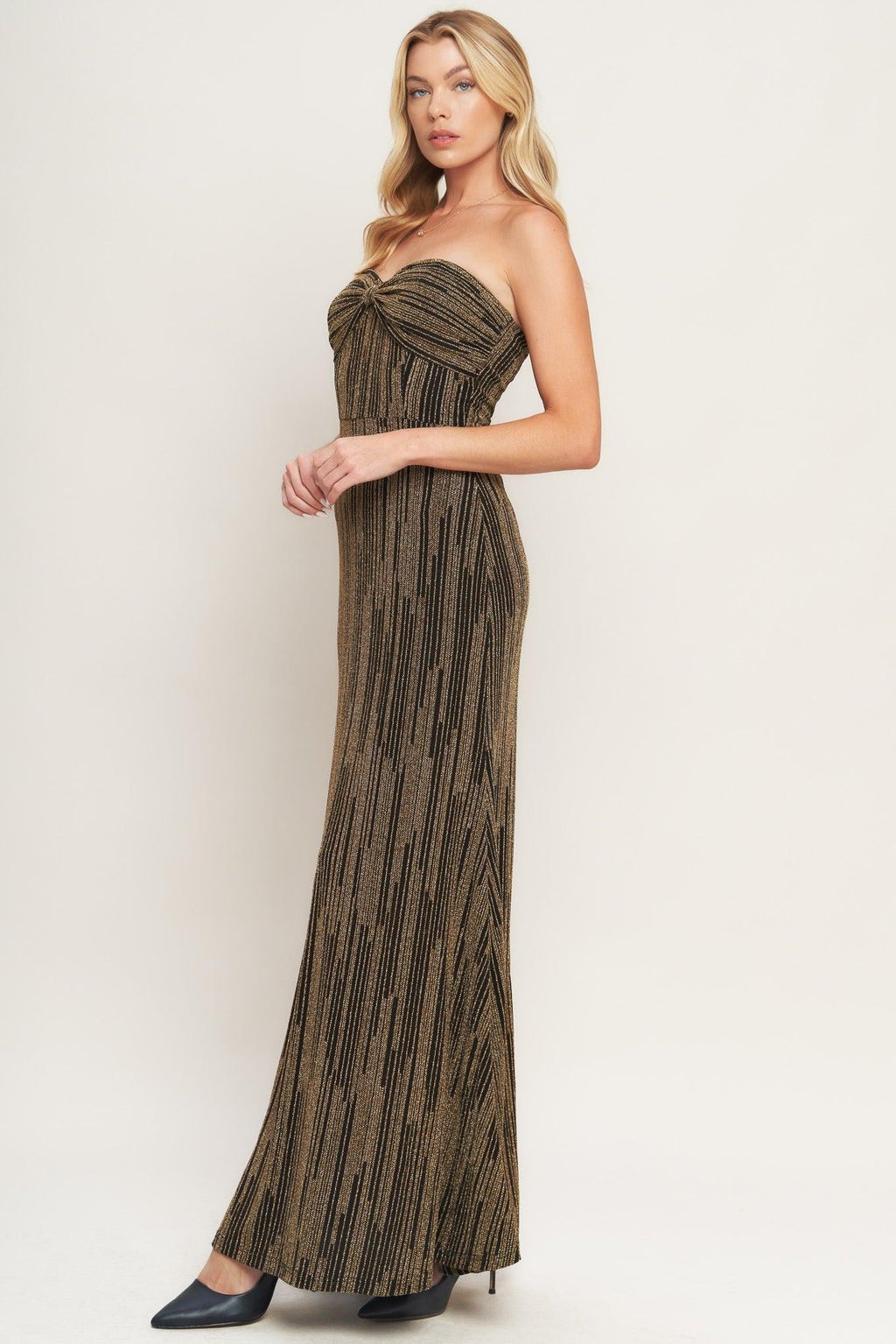 SACRED PROMISES METALLIC WOVEN MAXI DRESS Flying Tomato