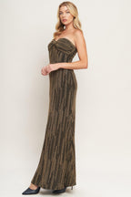 SACRED PROMISES METALLIC WOVEN MAXI DRESS Flying Tomato