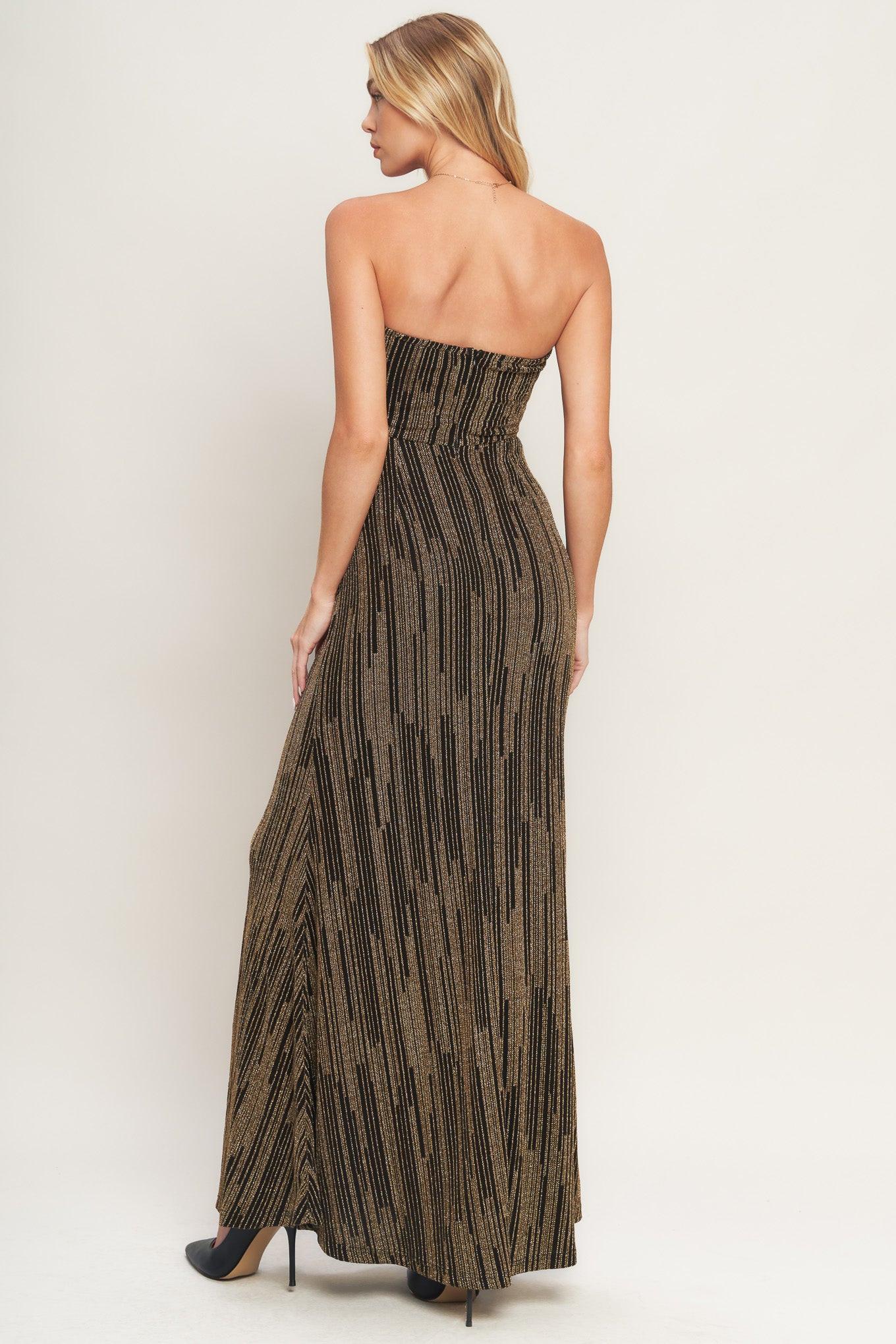 SACRED PROMISES METALLIC WOVEN MAXI DRESS Flying Tomato