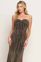 SACRED PROMISES METALLIC WOVEN MAXI DRESS Flying Tomato