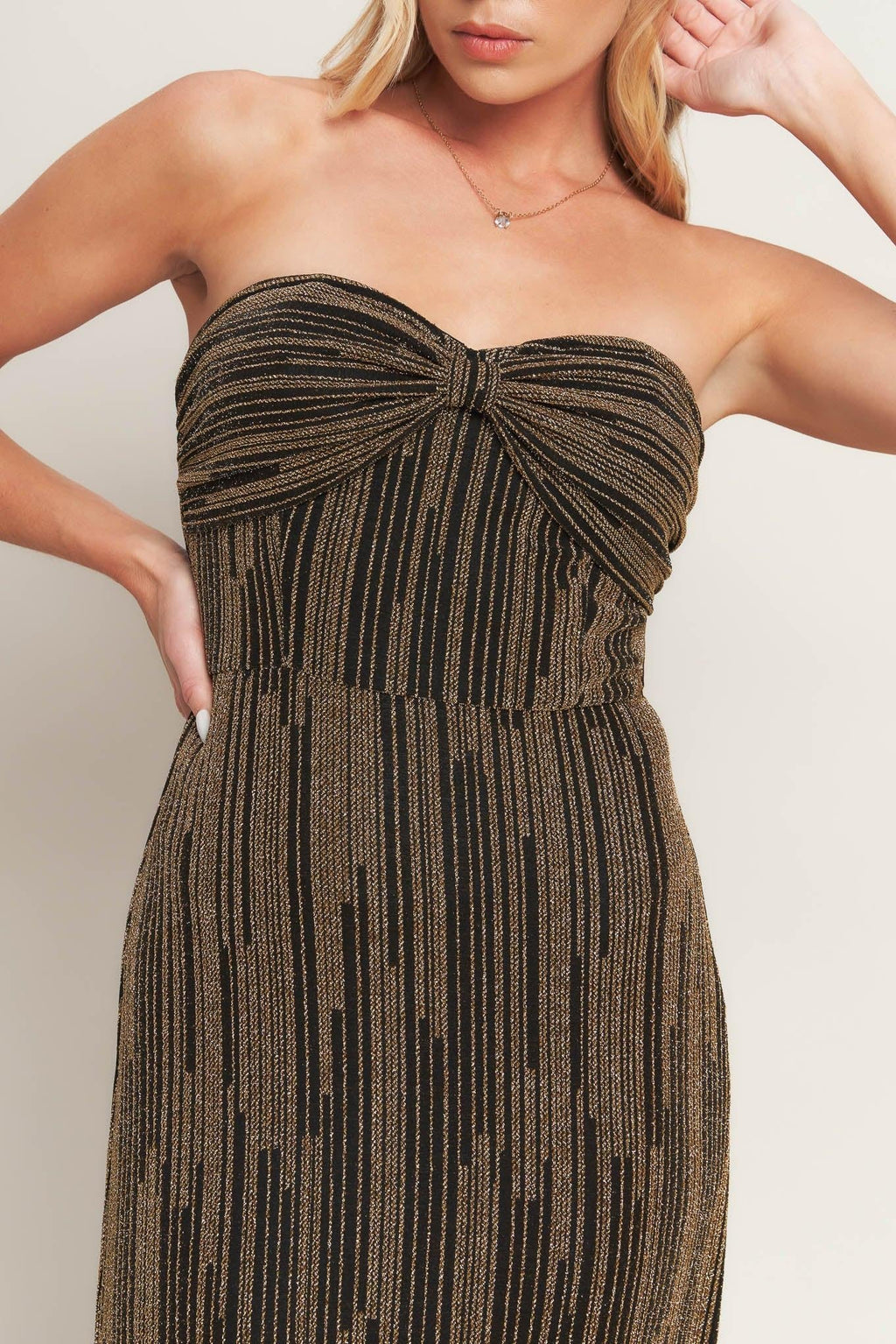 SACRED PROMISES METALLIC WOVEN MAXI DRESS Flying Tomato