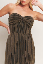 SACRED PROMISES METALLIC WOVEN MAXI DRESS Flying Tomato
