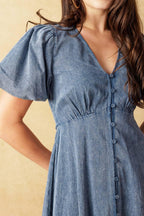 FOREVER MINE LIGHT WEIGHT DENIM MIDI DRESS Flying Tomato