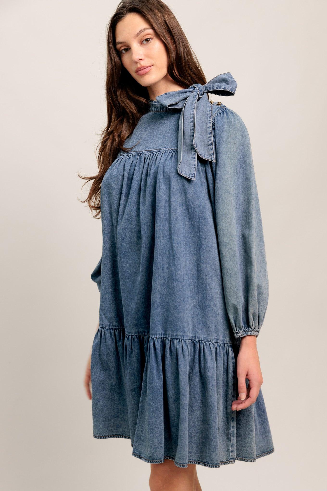 COMMON GROUND LIGHT WEIGHT DENIM MINI DRESS Flying Tomato