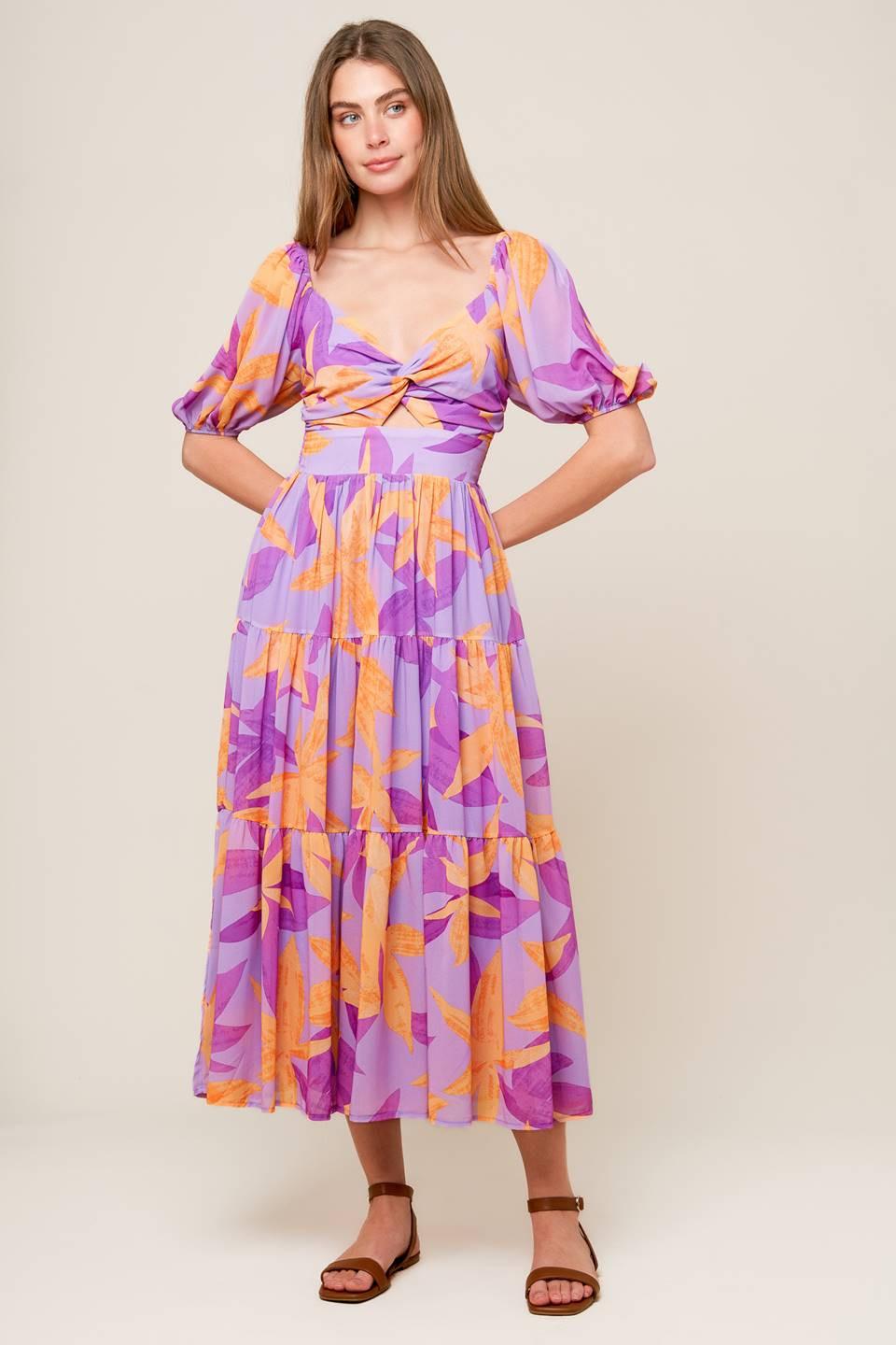 BLOOMING BRUNCH WOVEN MIDI DRESS Flying Tomato