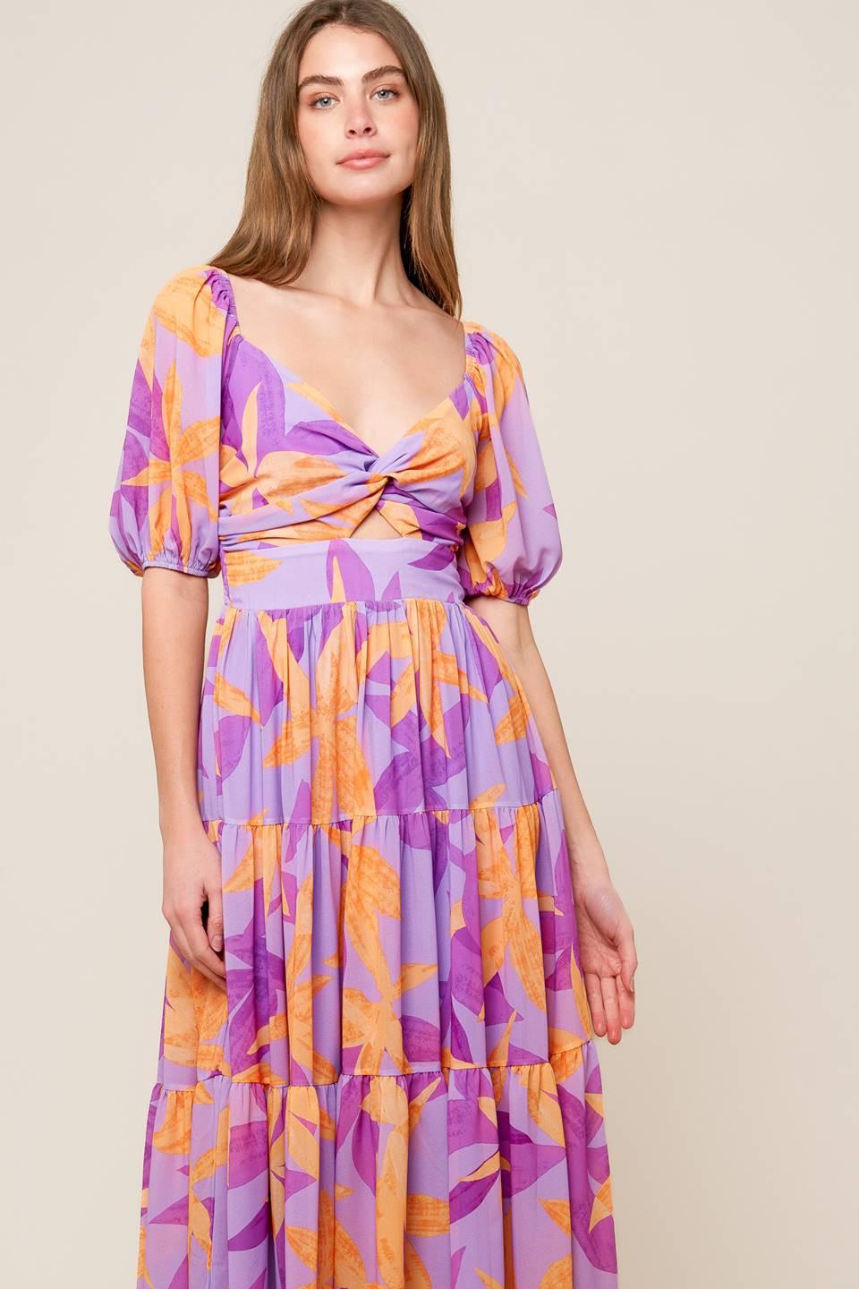 BLOOMING BRUNCH WOVEN MIDI DRESS Flying Tomato