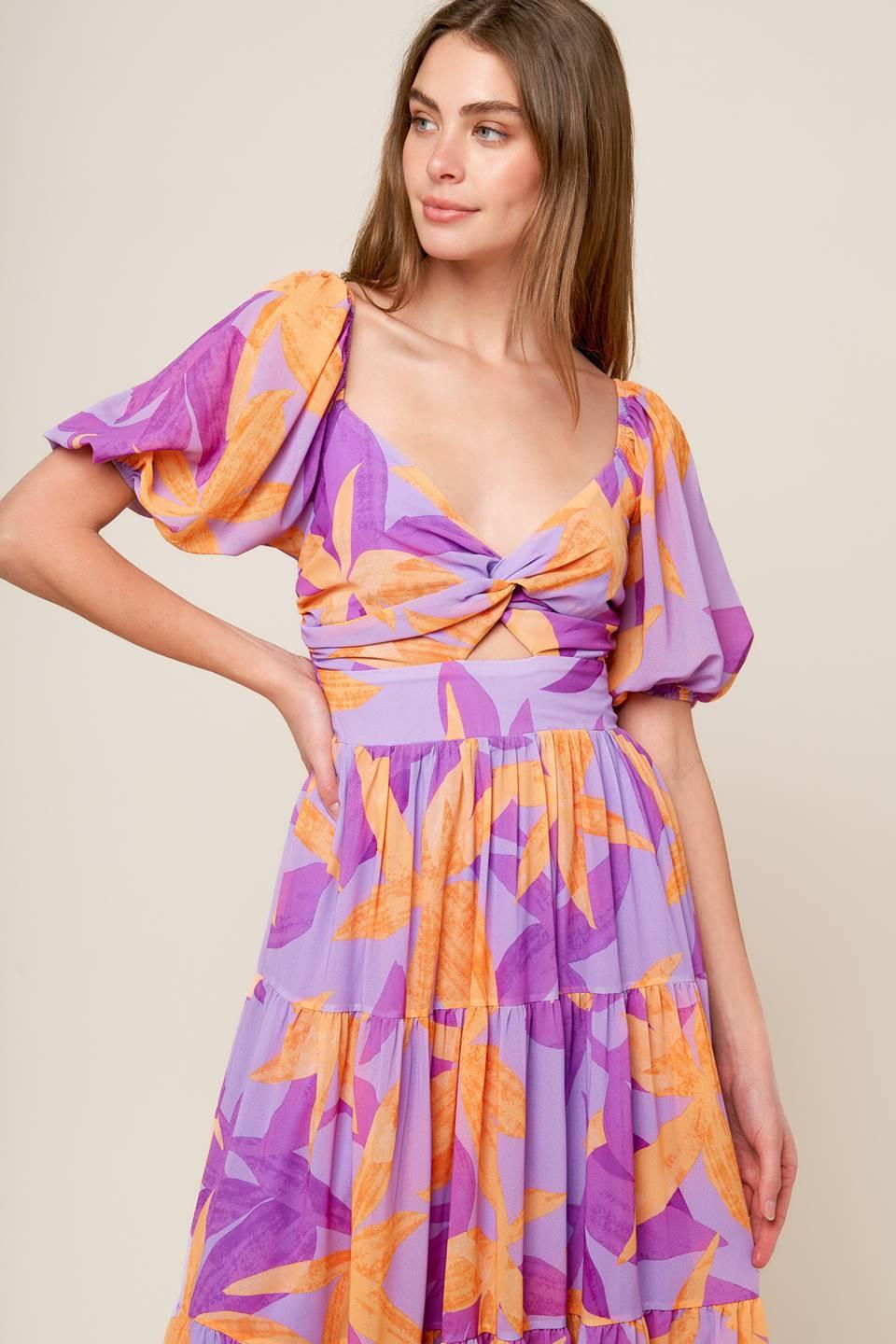 BLOOMING BRUNCH WOVEN MIDI DRESS Flying Tomato