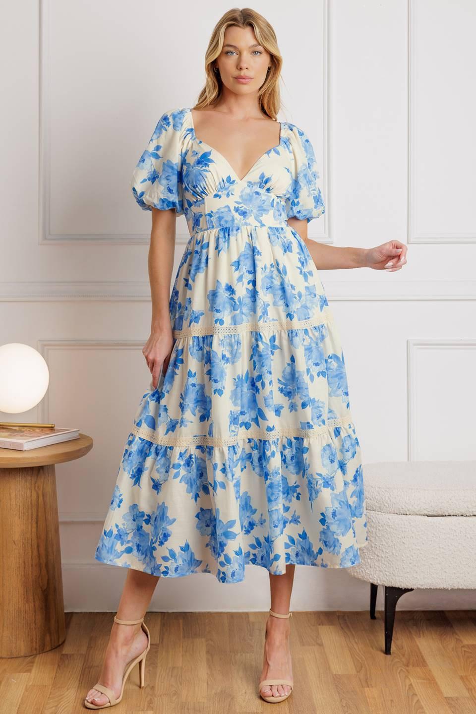 BLOOMING DAY WOVEN MIDI DRESS Flying Tomato