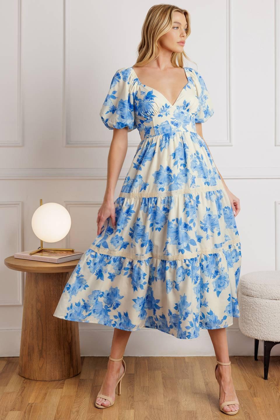 BLOOMING DAY WOVEN MIDI DRESS Flying Tomato