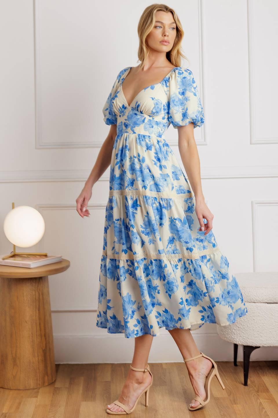 BLOOMING DAY WOVEN MIDI DRESS Flying Tomato