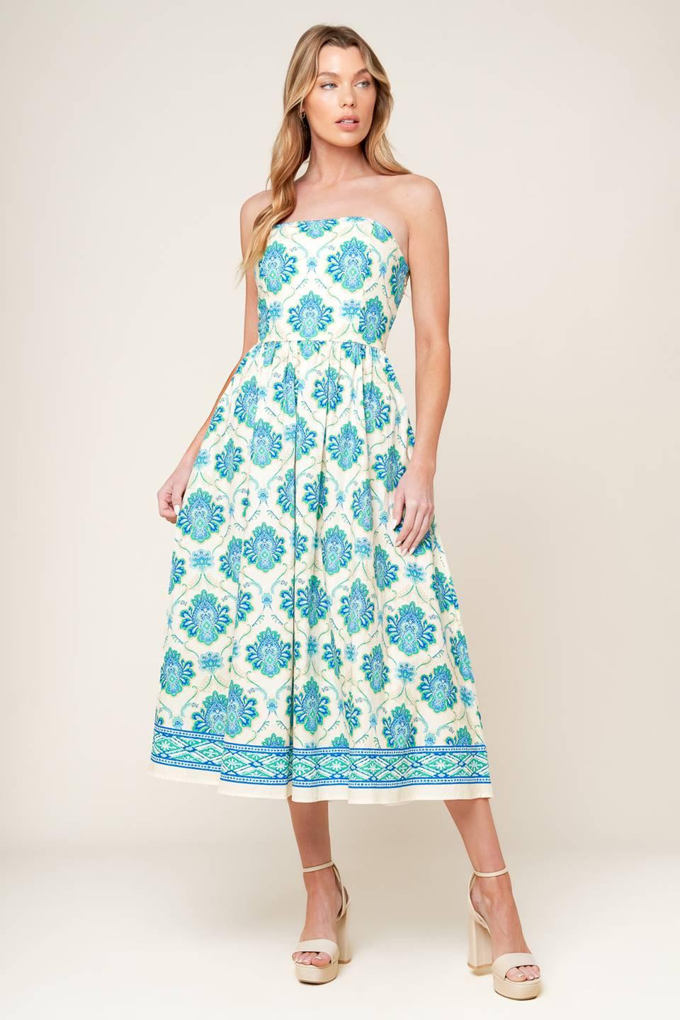 THRIVING POISE WOVEN MIDI DRESS Flying Tomato