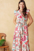 BRIGHT MOMENTS WOVEN MIDI DRESS Flying Tomato