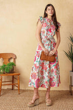 BRIGHT MOMENTS WOVEN MIDI DRESS Flying Tomato