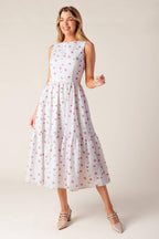 THENA GARDEN PARTY WOVEN EYELET MIDI DRESS Flying Tomato