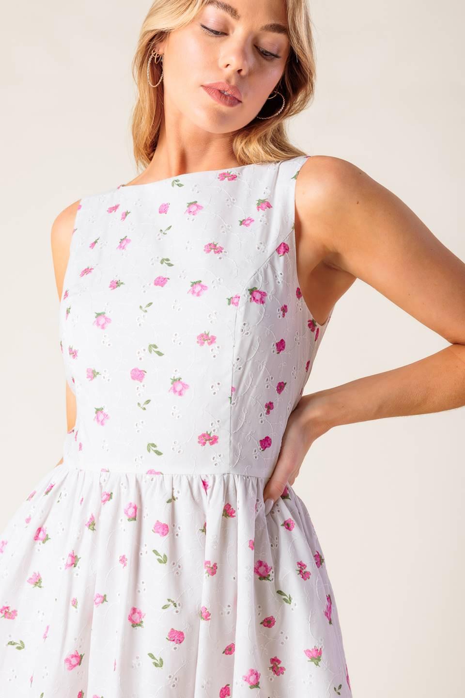 THENA GARDEN PARTY WOVEN EYELET MIDI DRESS Flying Tomato