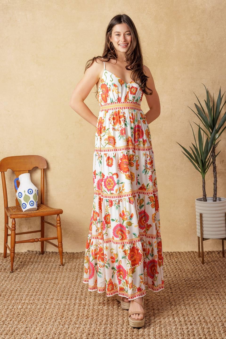 EASY ON ME IVORY RED MIDI DRESS Flying Tomato
