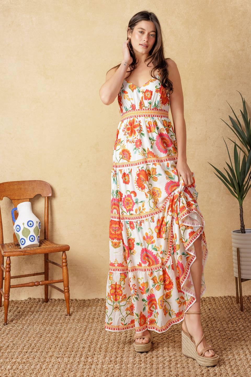EASY ON ME IVORY RED MIDI DRESS Flying Tomato