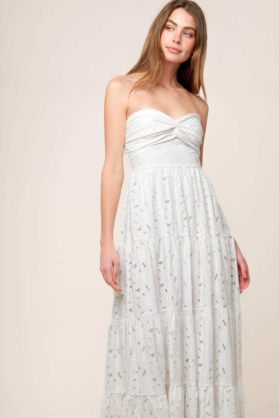 WISHING WELL WHITE WOVEN LACE MAXI DRESS Flying Tomato