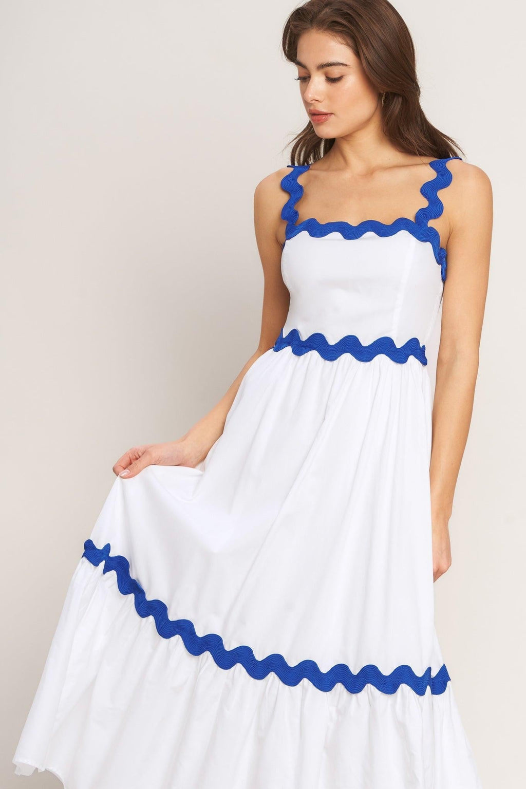 SANTORINI WAVES WOVEN MIDI DRESS Flying Tomato