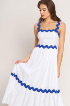 SANTORINI WAVES WOVEN MIDI DRESS Flying Tomato