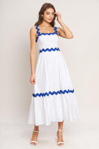SANTORINI WAVES WOVEN MIDI DRESS Flying Tomato