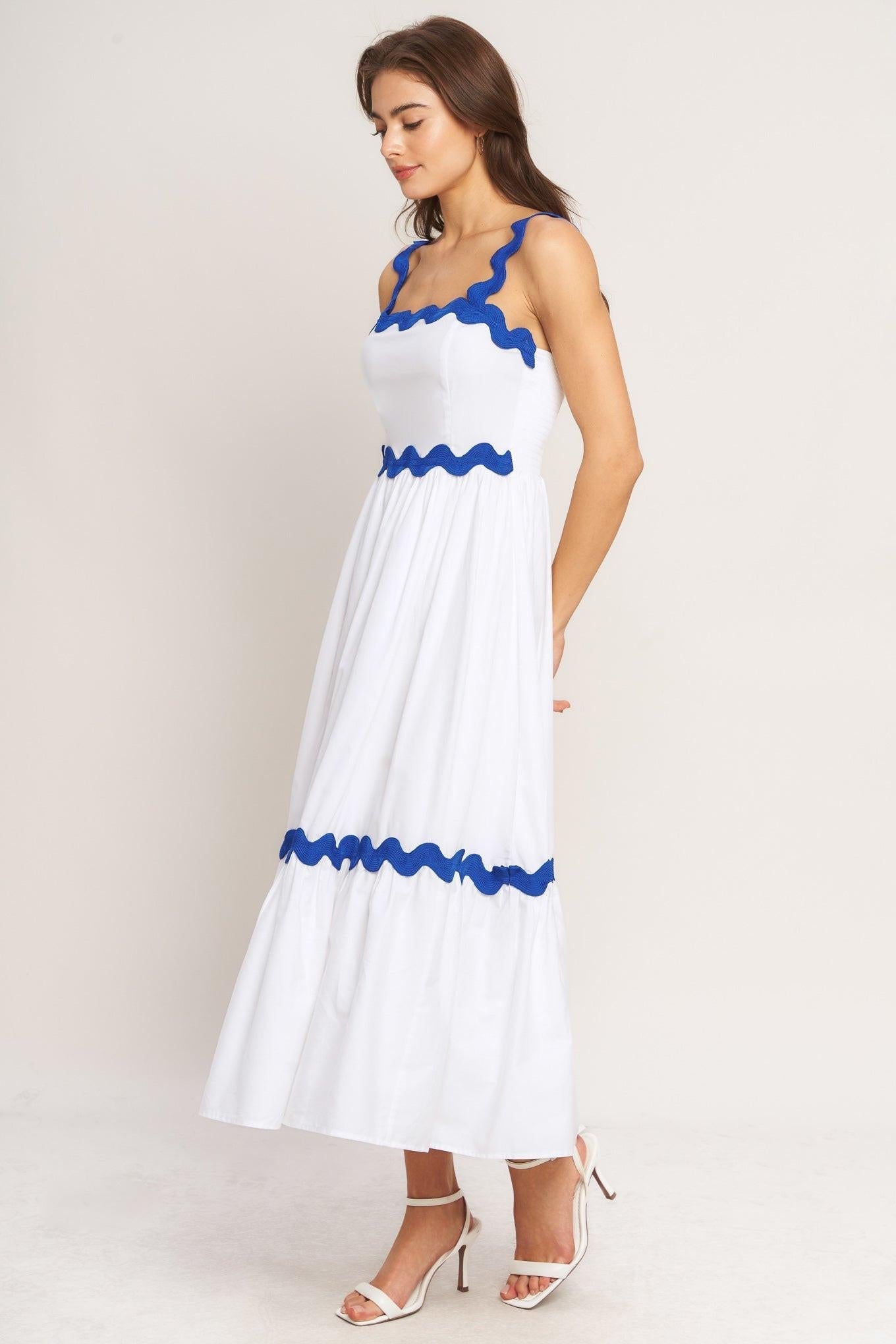 SANTORINI WAVES WOVEN MIDI DRESS Flying Tomato