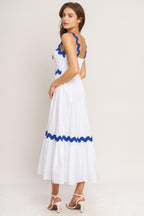 SANTORINI WAVES WOVEN MIDI DRESS Flying Tomato
