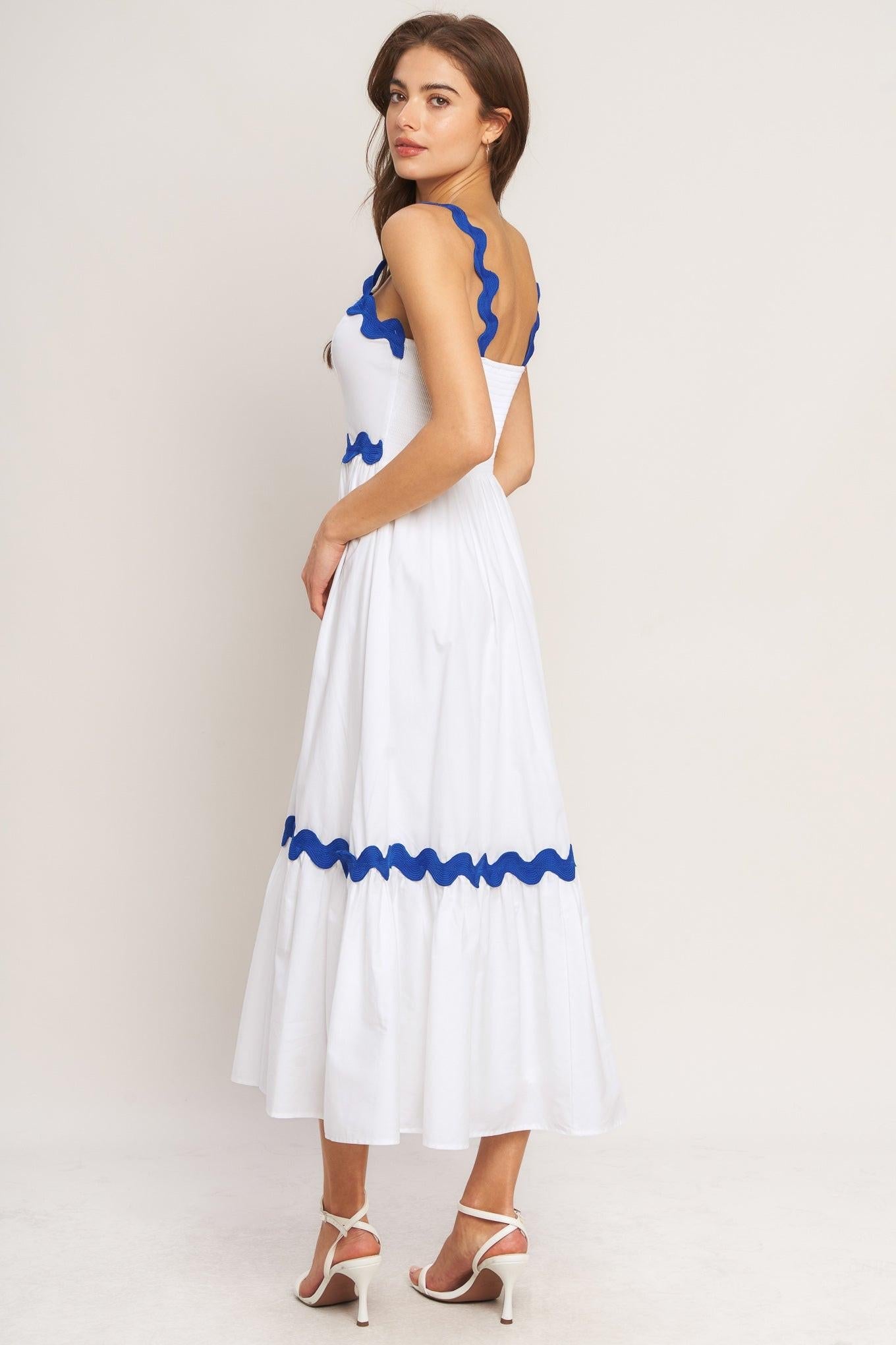 SANTORINI WAVES WOVEN MIDI DRESS Flying Tomato