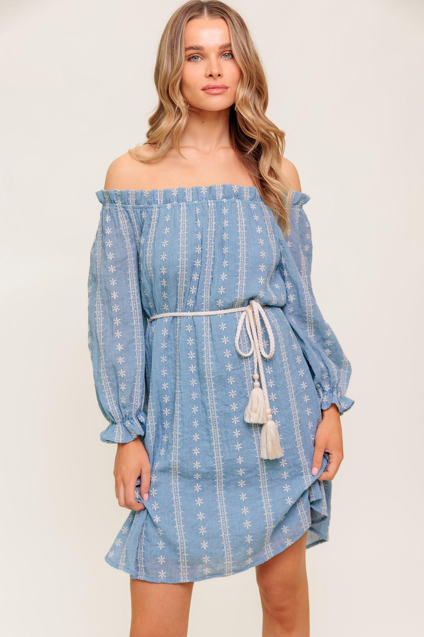 NO MORE CLOUDY SKIES WOVEN MINI DRESS Flying Tomato