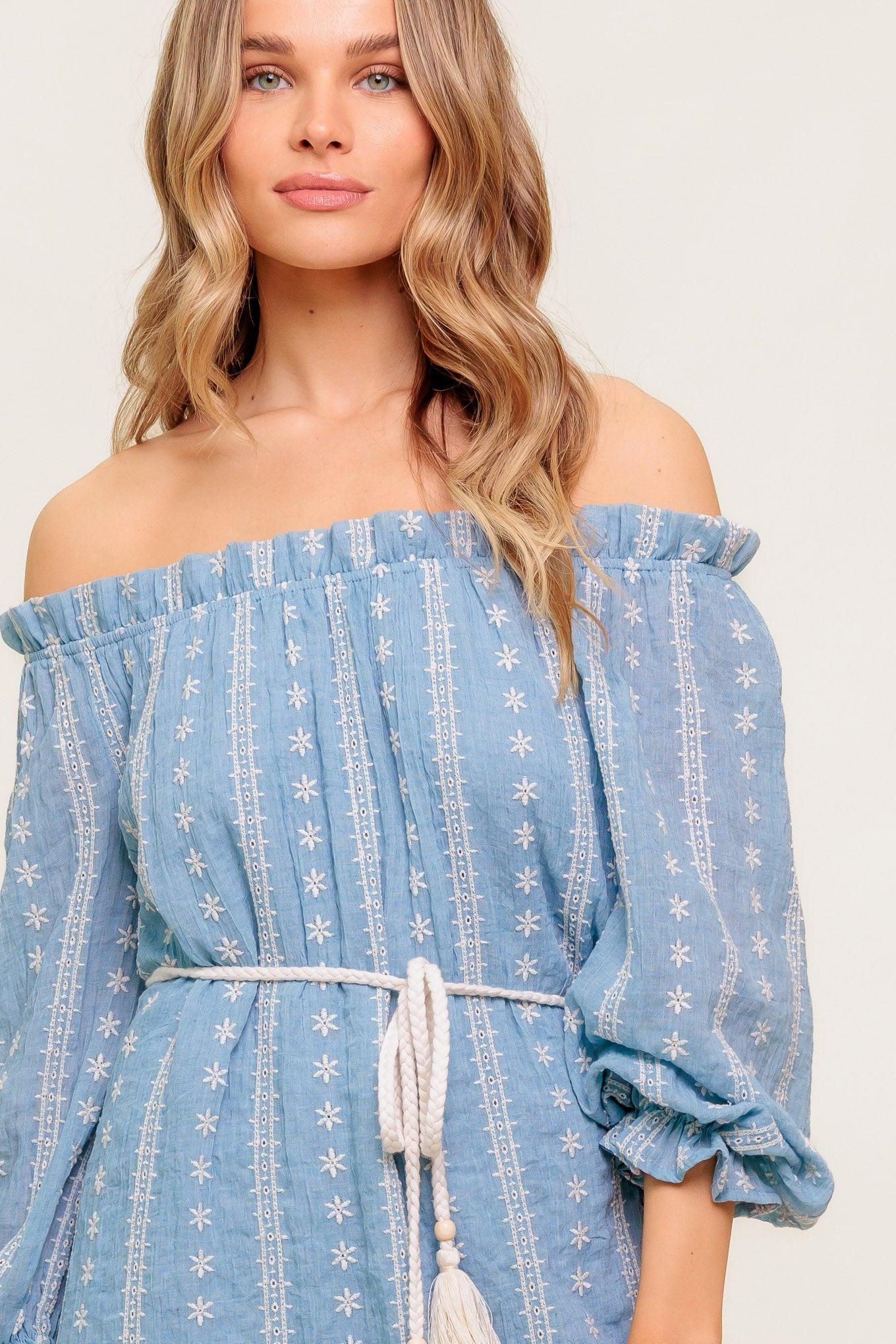 NO MORE CLOUDY SKIES WOVEN MINI DRESS Flying Tomato