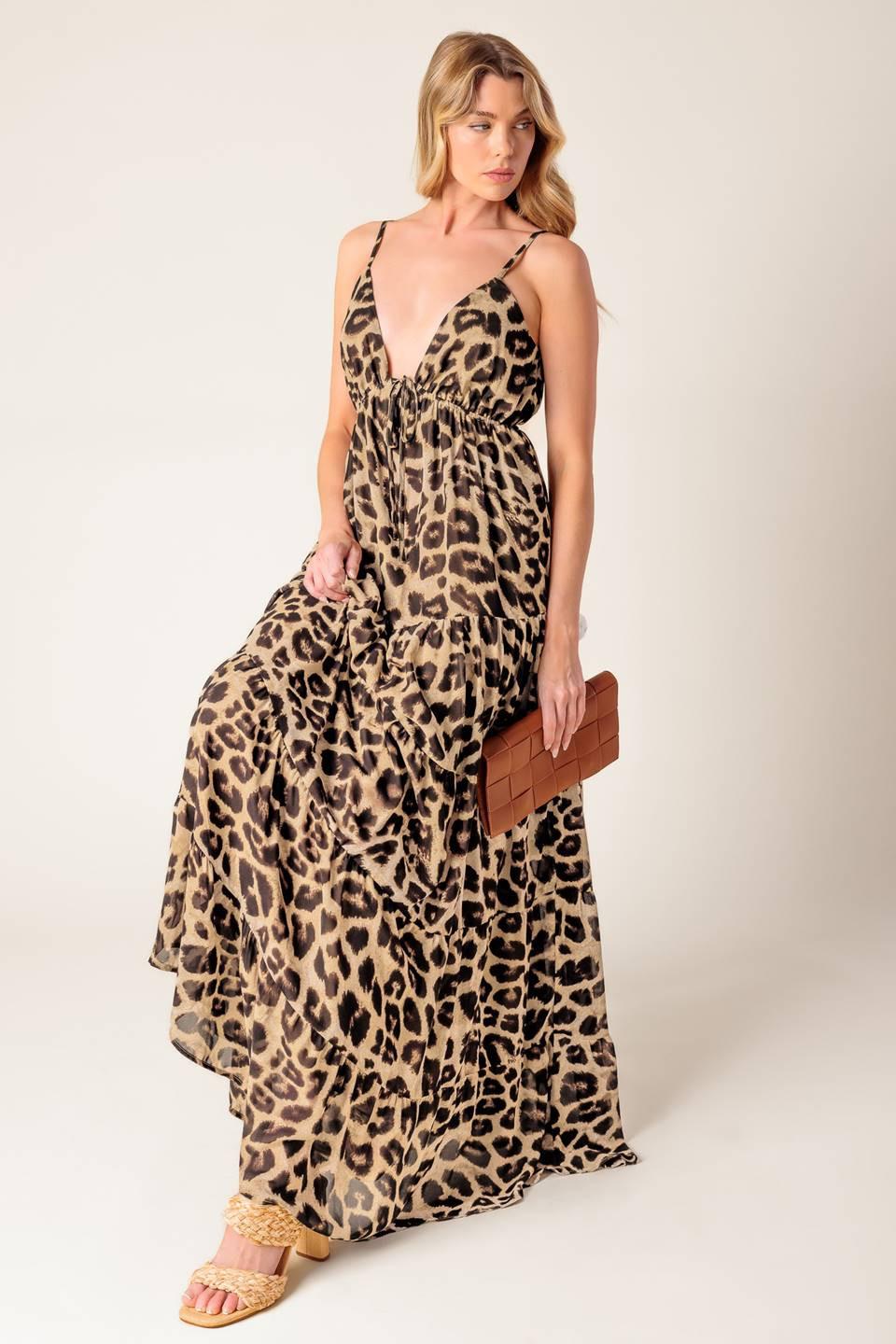 BEACH BUM LEOPARD WOVEN MAXI DRESS Flying Tomato