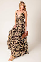 BEACH BUM LEOPARD WOVEN MAXI DRESS Flying Tomato