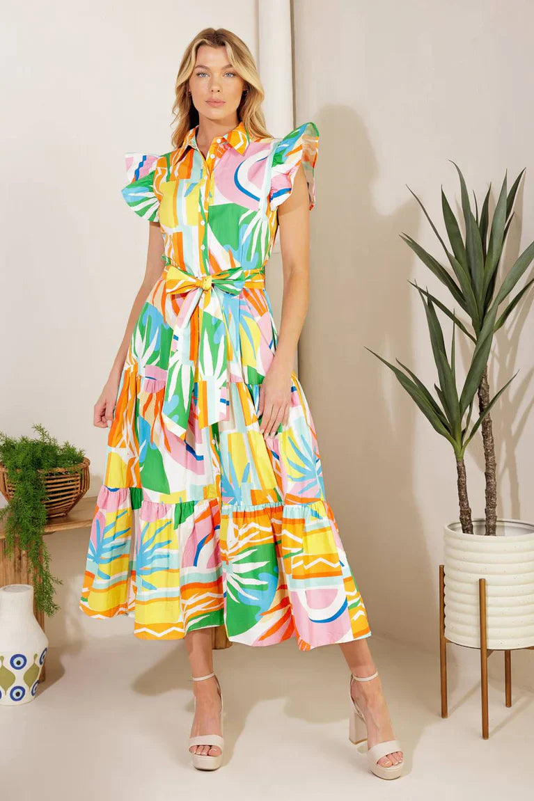 TOO MUCH TO BEAR WOVEN MIDI DRESS Flying Tomato