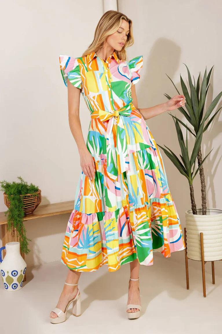 TOO MUCH TO BEAR WOVEN MIDI DRESS Flying Tomato