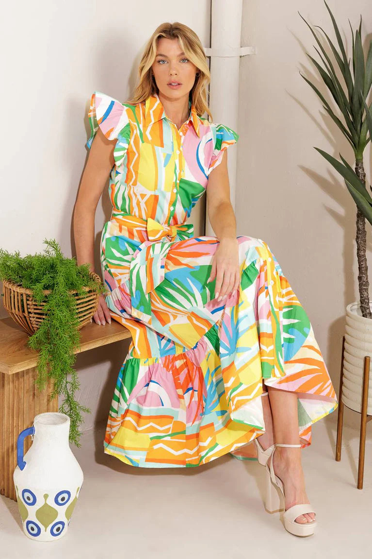TOO MUCH TO BEAR WOVEN MIDI DRESS Flying Tomato