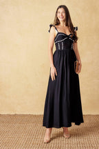 LOVELY DARLING BLACK WOVEN MIDI DRESS Flying Tomato
