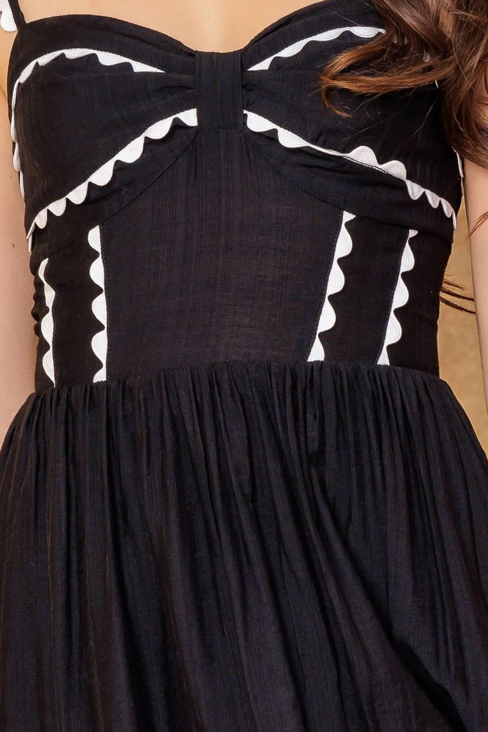 LOVELY DARLING BLACK WOVEN MIDI DRESS Flying Tomato