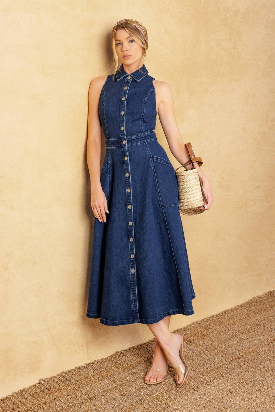 COOL GIRL DENIM MIDI DRESS Flying Tomato
