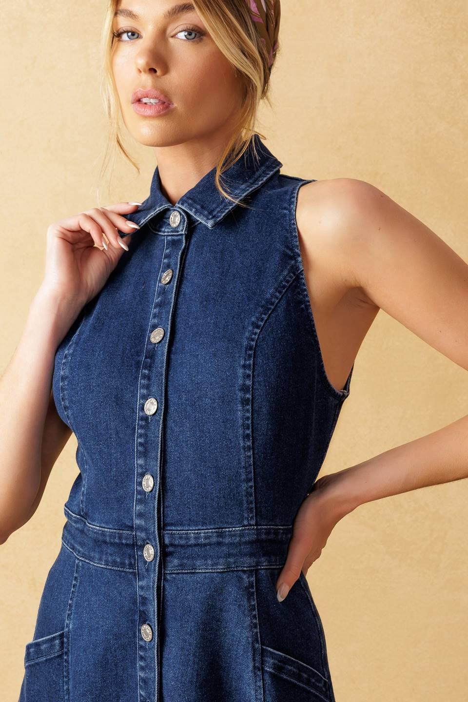 COOL GIRL DENIM MIDI DRESS Flying Tomato