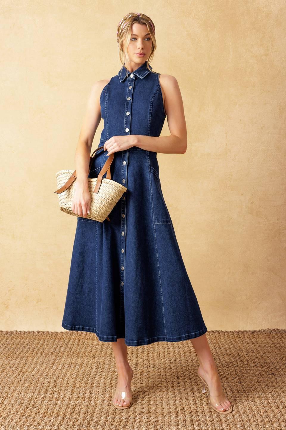 COOL GIRL DENIM MIDI DRESS Flying Tomato