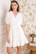 STARLIGHT SOIREE WOVEN EYELET MINI DRESS Flying Tomato