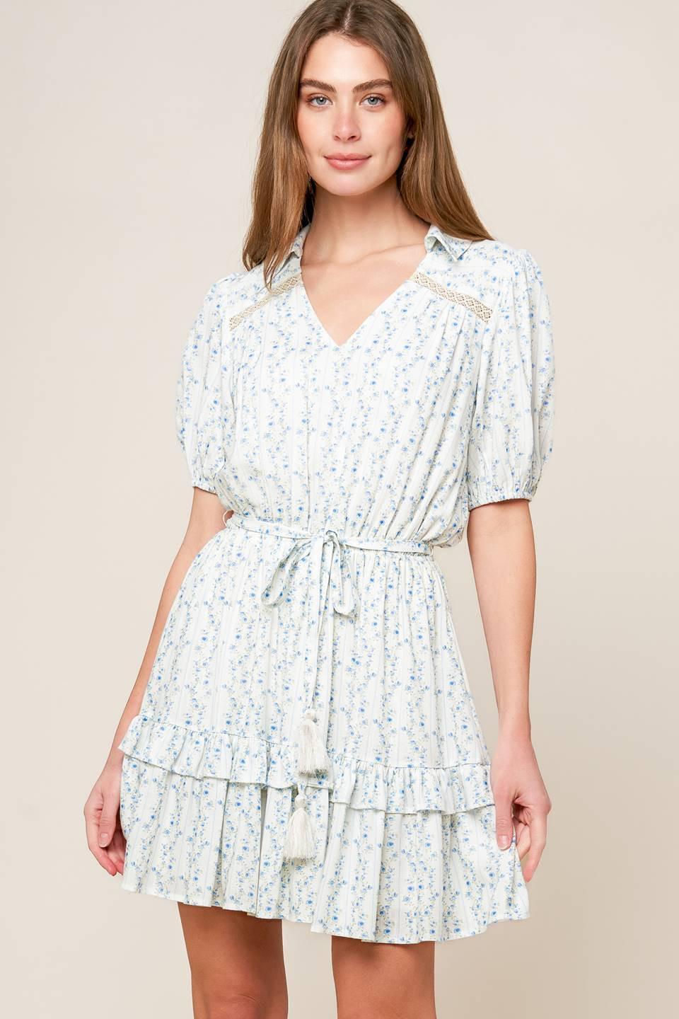 SKYWARD BLUE WOVEN MINI DRESS Flying Tomato
