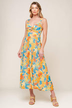 TWIRL ME BLUE WOVEN MIDI DRESS Flying Tomato