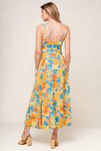 TWIRL ME BLUE WOVEN MIDI DRESS Flying Tomato