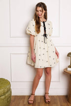 A DAY AT THE VINEYARD WOVEN MINI BADYDOLL DRESS Flying Tomato