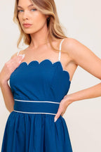 RUSTIC DREAM NAVY WOVEN MIDI DRESS Flying Tomato
