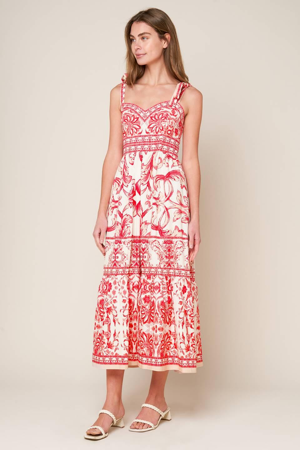THE GARDEN'S SECRET WOVEN MIDI DRESS Flying Tomato