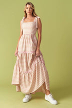 IMAGINE THAT GREEN PINK PLAID MIDI DRESS Flying Tomato