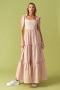 IMAGINE THAT GREEN PINK PLAID MIDI DRESS Flying Tomato